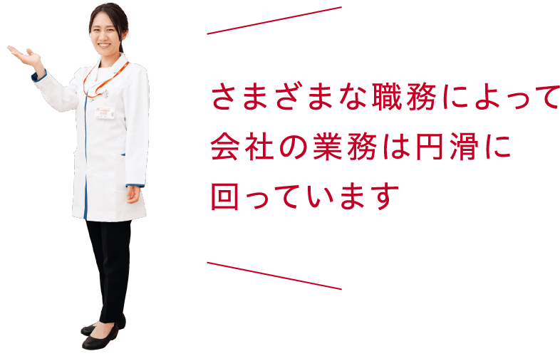 さまざまな職務によって会社の業務は円滑に回っています