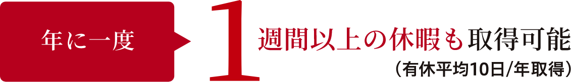 年に一度、1週間以上の休暇も取得可能